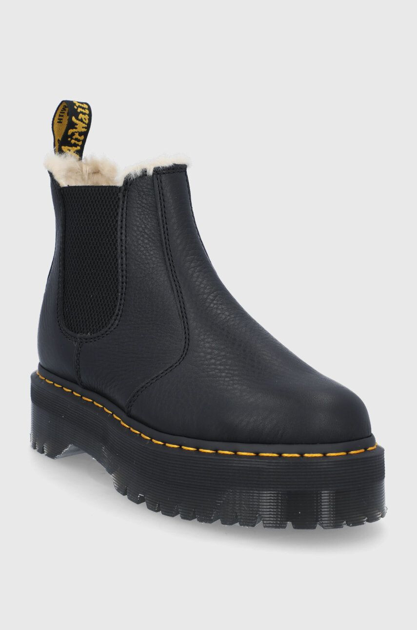 Dr. Martens Ghete Chelsea de piele Quad FL femei culoarea negru cu platformă izolat 25635001-Black.Pisa - Pled.ro