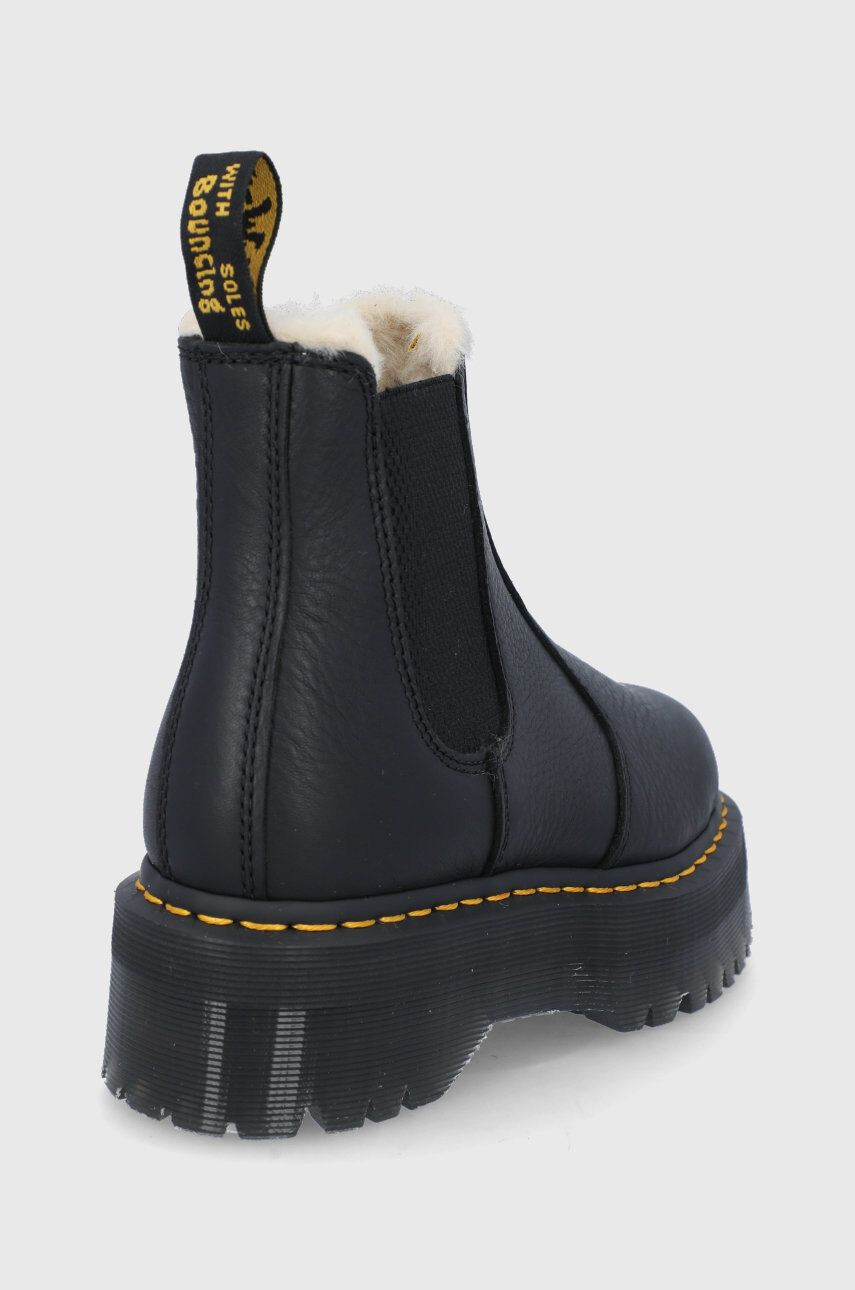 Dr. Martens Ghete Chelsea de piele Quad FL femei culoarea negru cu platformă izolat 25635001-Black.Pisa - Pled.ro