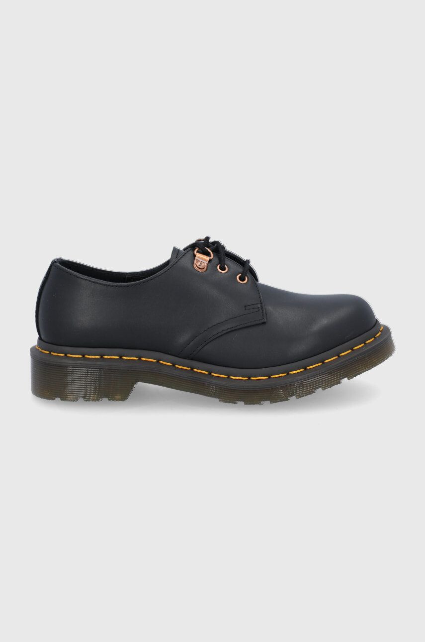 Dr. Martens Pantofi de piele femei culoarea negru cu toc plat - Pled.ro