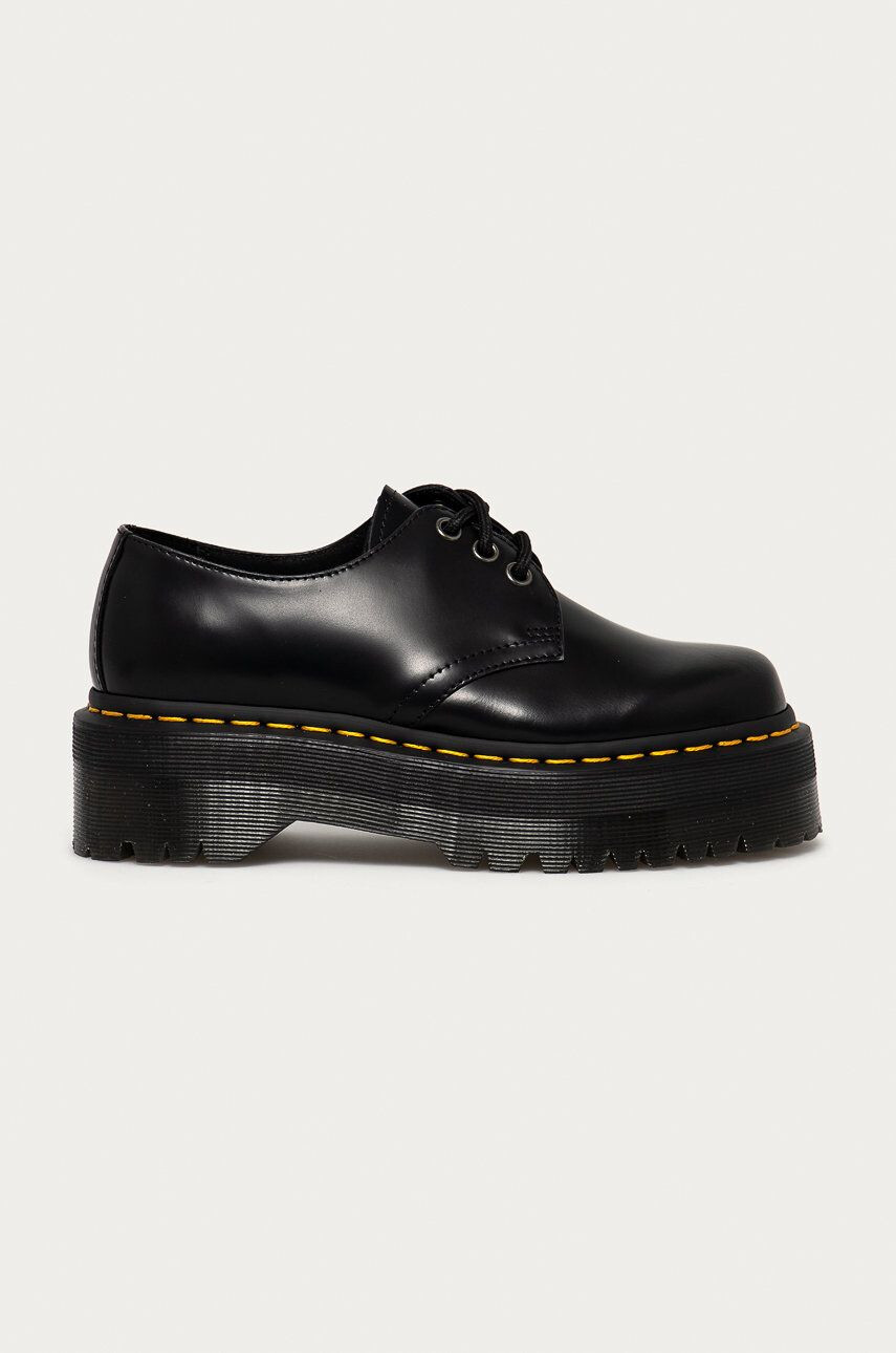 Dr. Martens pantofi de piele 1461 Quad femei culoarea negru cu platforma - Pled.ro