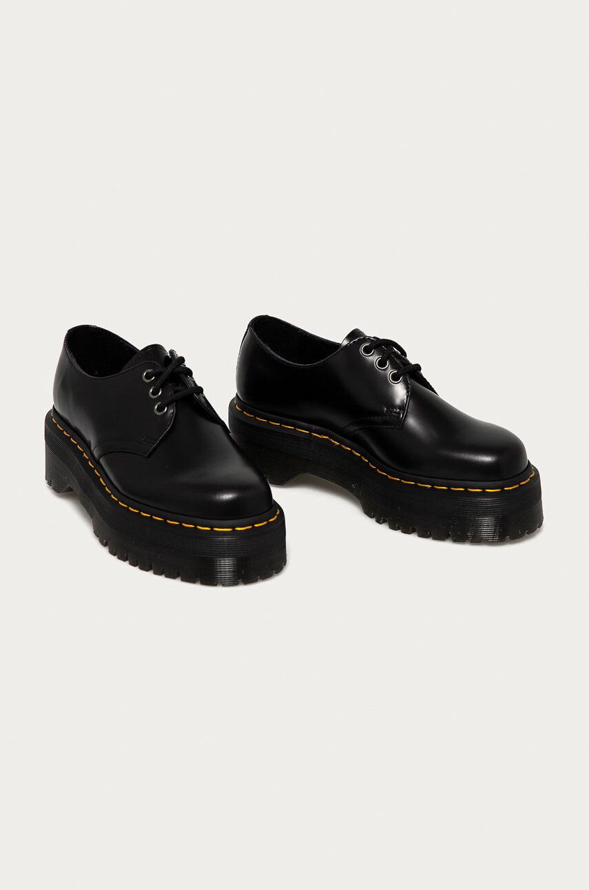 Dr. Martens pantofi de piele 1461 Quad femei culoarea negru cu platforma - Pled.ro