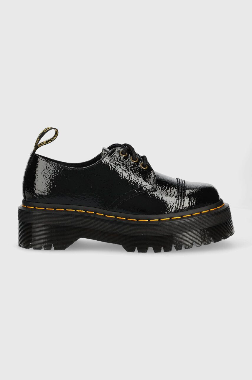 Dr. Martens pantofi de piele 1461 Quad Tc femei culoarea negru cu toc plat - Pled.ro