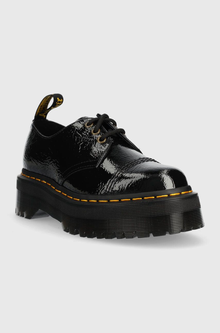 Dr. Martens pantofi de piele 1461 Quad Tc femei culoarea negru cu toc plat - Pled.ro