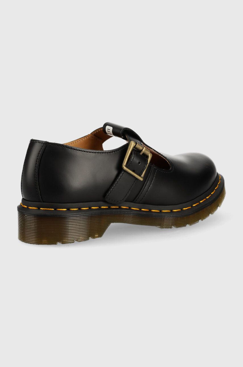 Dr. Martens pantofi de piele femei culoarea negru cu toc plat DM14852001.Polley-Black.Smth - Pled.ro