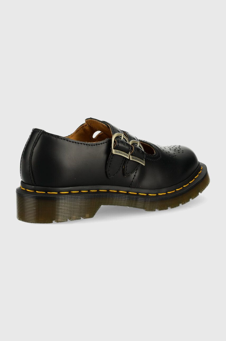 Dr. Martens pantofi de piele femei culoarea negru cu toc plat DM12916001.8065.Mary-Black.Smth - Pled.ro