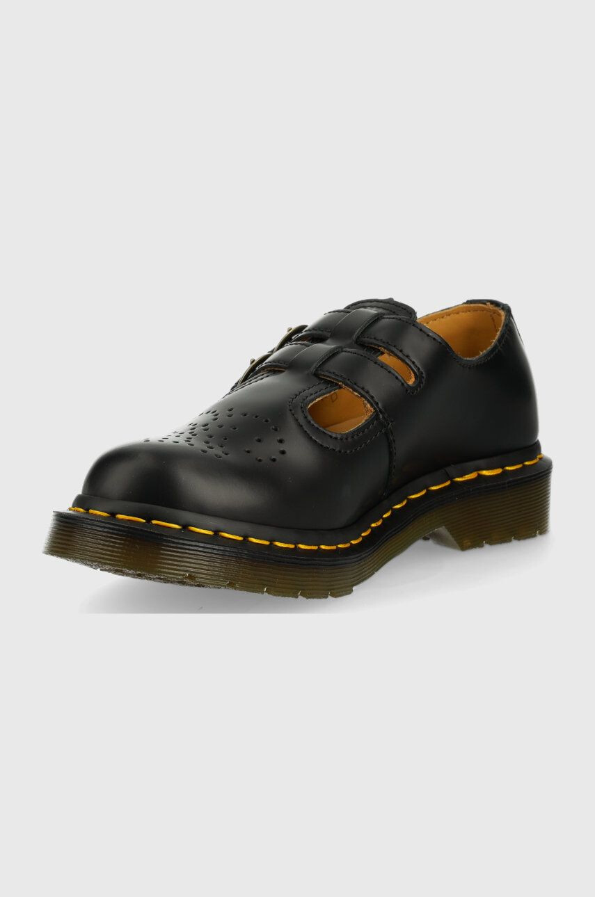 Dr. Martens pantofi de piele femei culoarea negru cu toc plat DM12916001.8065.Mary-Black.Smth - Pled.ro