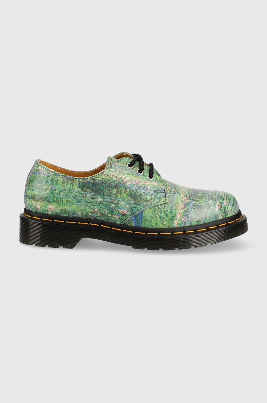 Dr. Martens pantofi de piele The National Gallery 1461 Lily Pond Shoes culoarea verde - Pled.ro