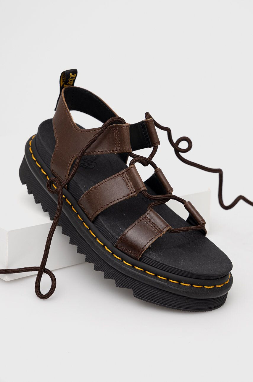 Dr. Martens sandale de piele femei culoarea maro cu platforma - Pled.ro