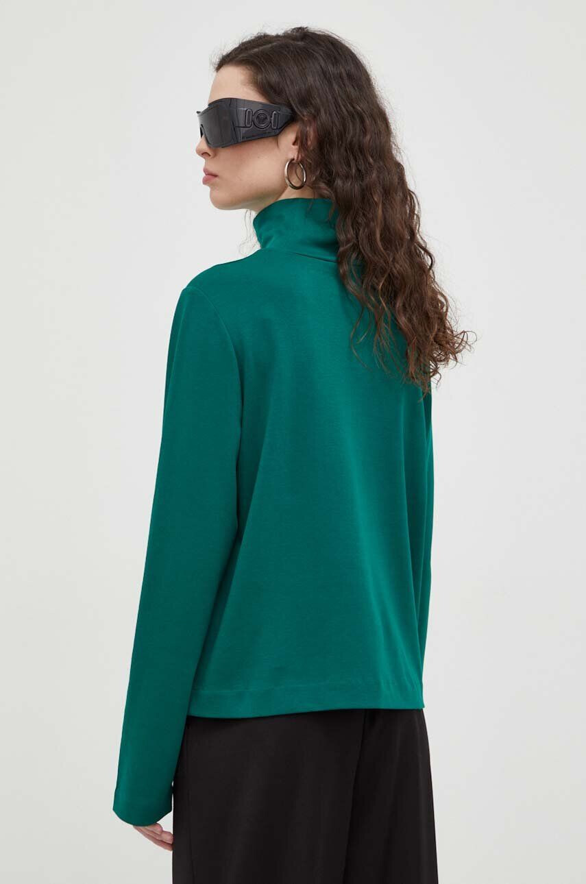 Drykorn longsleeve din bumbac culoarea verde cu guler - Pled.ro