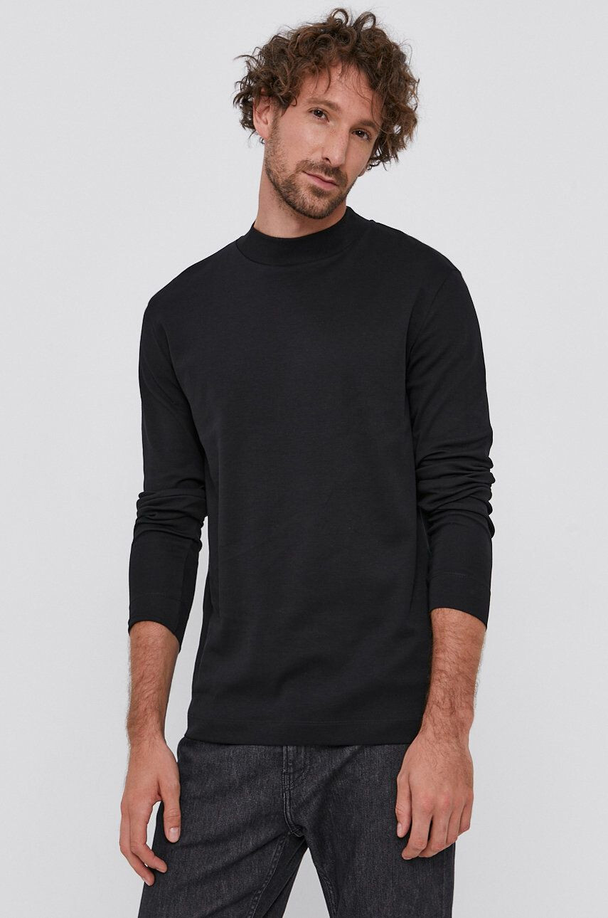 Drykorn Longsleeve bărbați culoarea negru material neted - Pled.ro