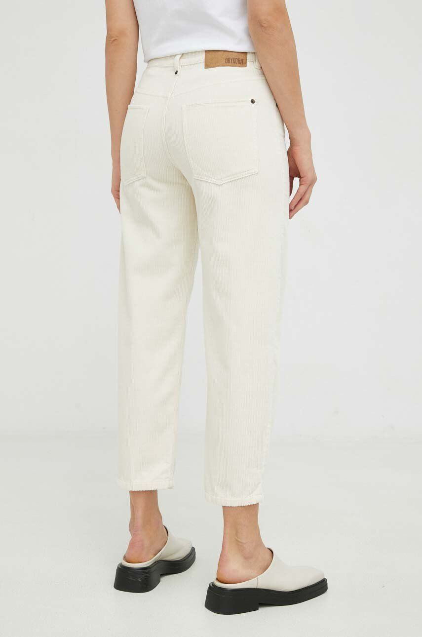 Drykorn pantaloni de catifea cord femei culoarea bej drept high waist - Pled.ro