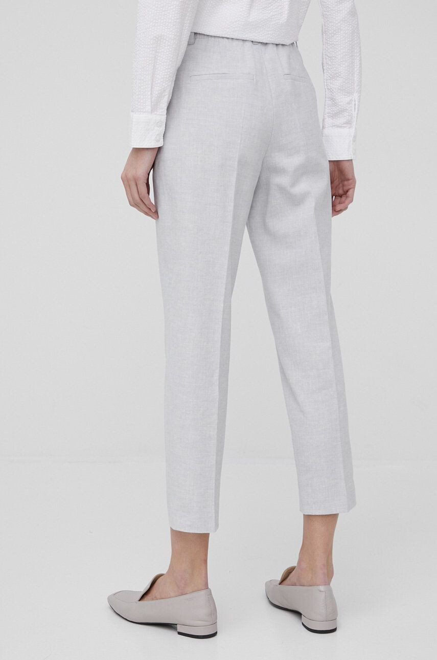 Drykorn pantaloni din in femei culoarea gri drept medium waist - Pled.ro