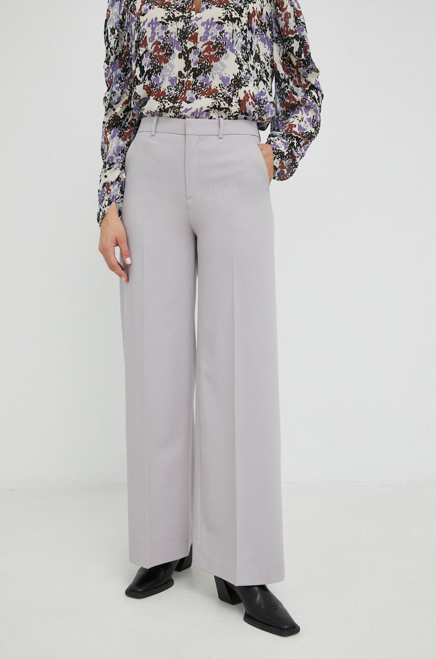 Drykorn pantaloni Grove femei culoarea violet lat high waist - Pled.ro