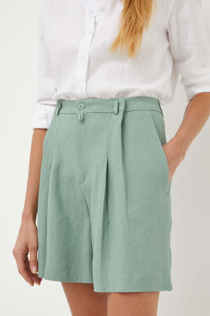 Drykorn pantaloni scurti femei culoarea verde neted high waist - Pled.ro