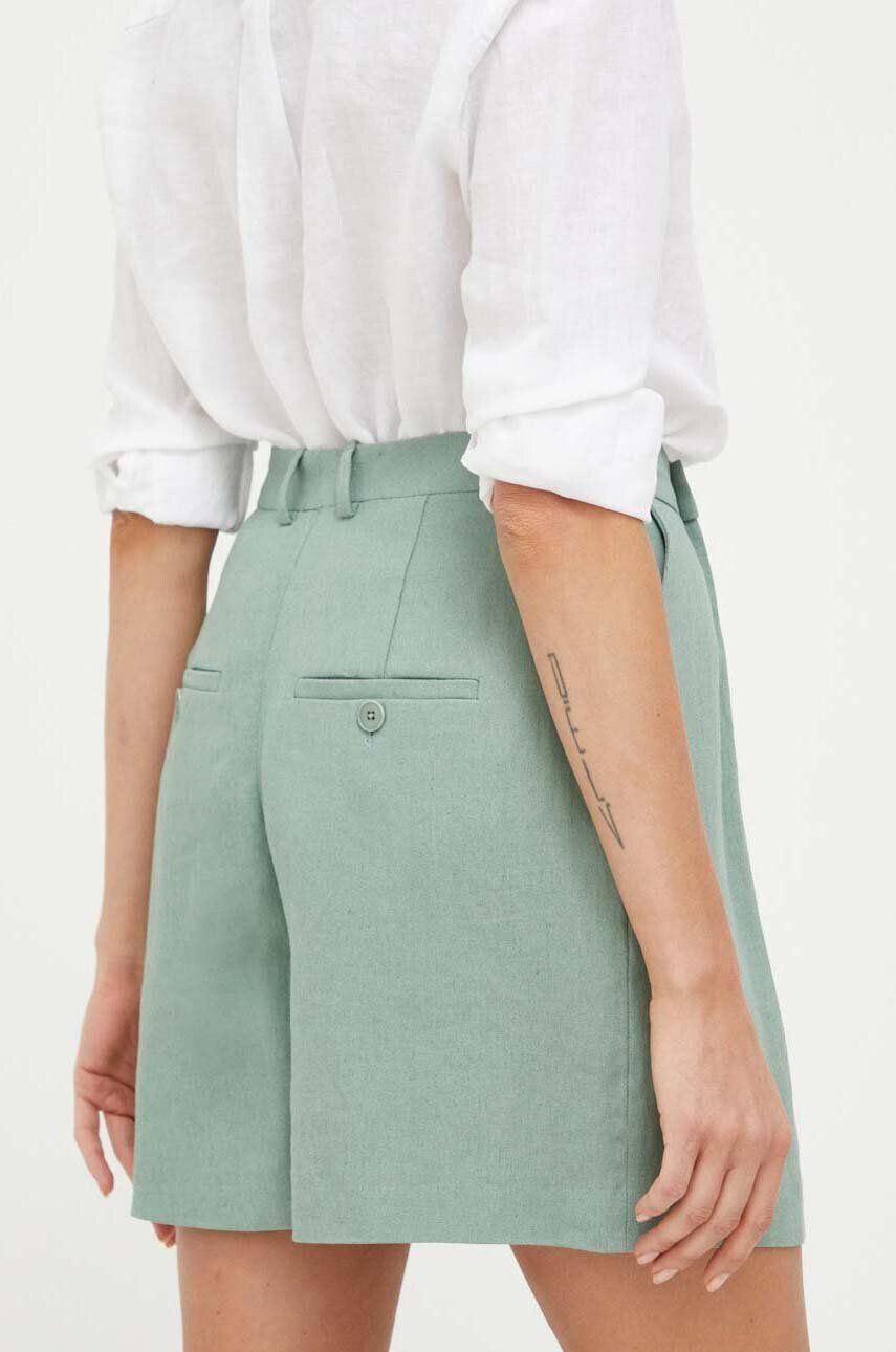 Drykorn pantaloni scurti femei culoarea verde neted high waist - Pled.ro