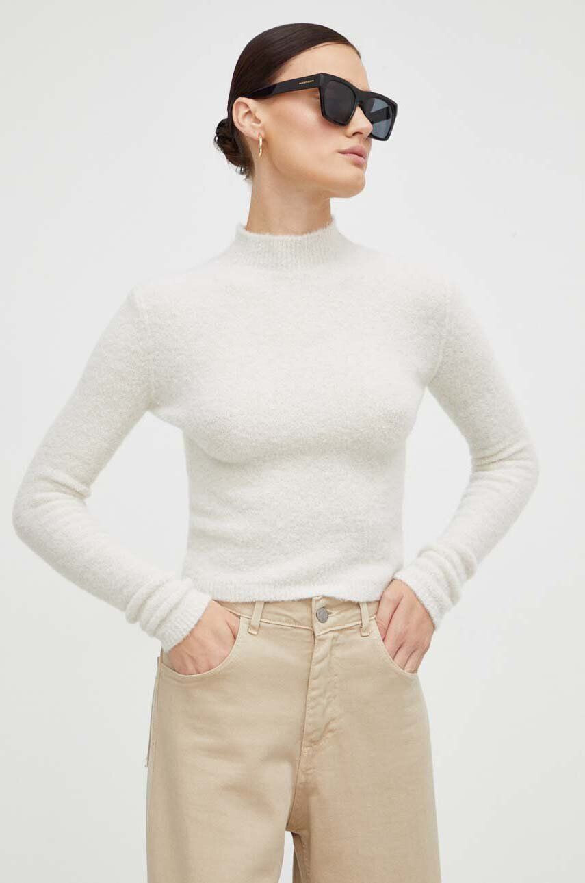 Drykorn pulover de lana femei culoarea bej cu turtleneck - Pled.ro