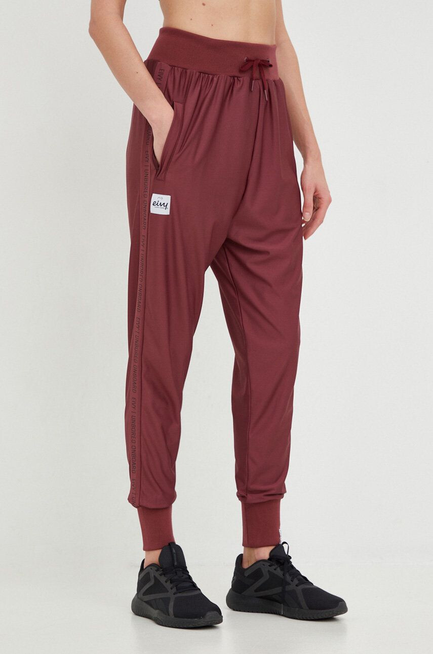 Eivy pantaloni de trening femei culoarea bordo cu imprimeu - Pled.ro