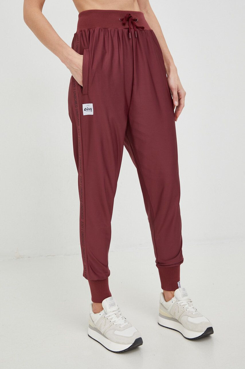 Eivy pantaloni de trening Icecold femei culoarea bordo cu imprimeu - Pled.ro