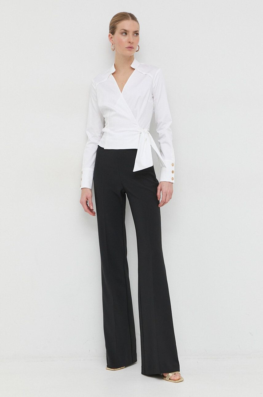 Elisabetta Franchi camasa femei culoarea alb cu guler stand-up slim - Pled.ro