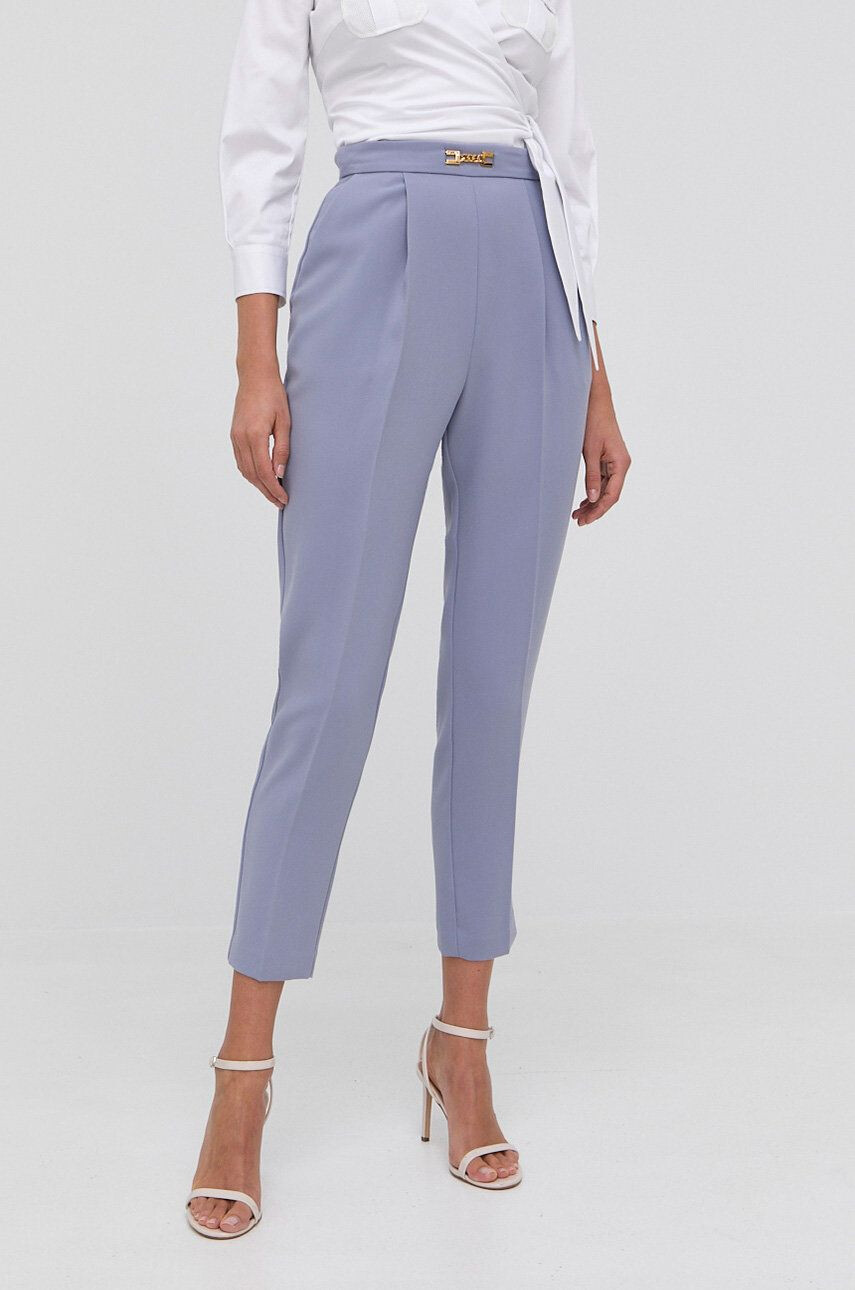 Elisabetta Franchi pantaloni femei culoarea violet drept high waist - Pled.ro