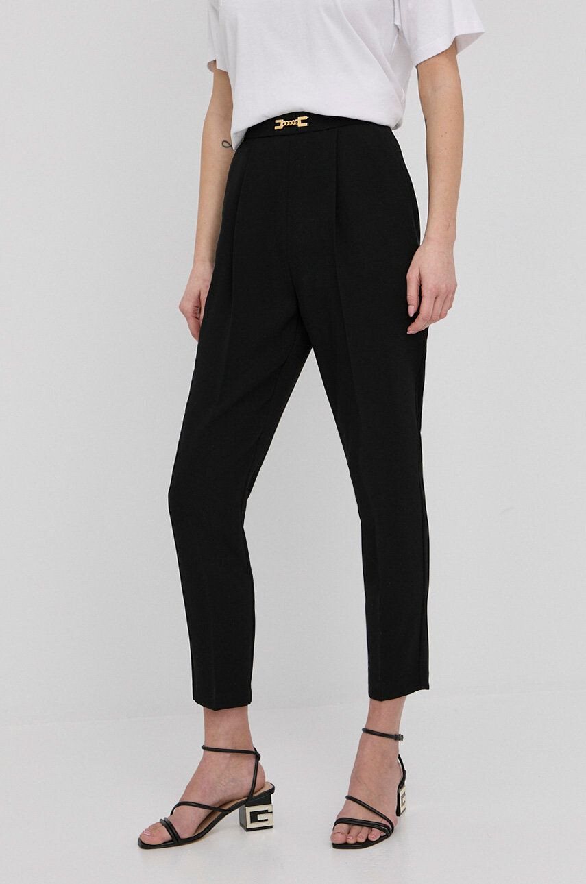 Elisabetta Franchi pantaloni femei culoarea negru drept high waist - Pled.ro