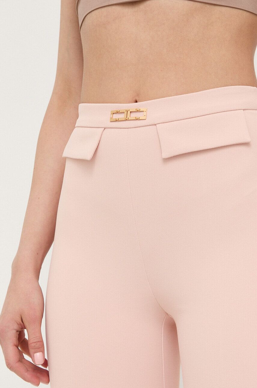 Elisabetta Franchi pantaloni femei culoarea roz mulata high waist - Pled.ro