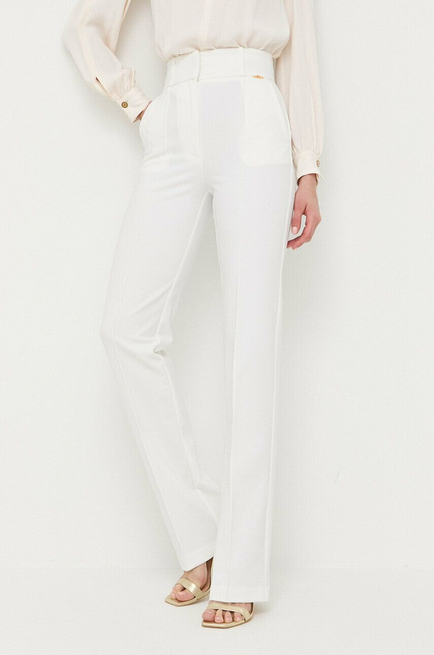 Elisabetta Franchi pantaloni femei culoarea alb drept high waist - Pled.ro