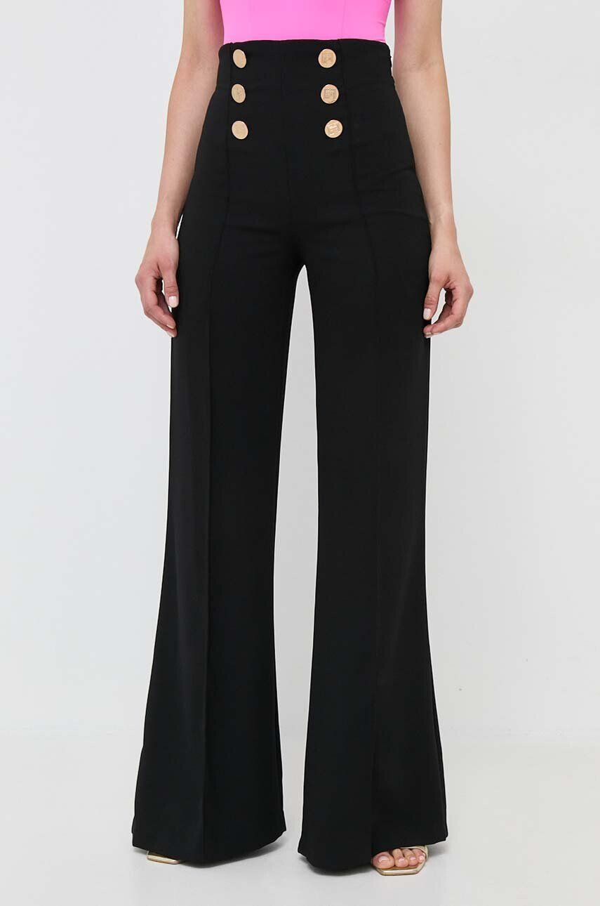 Elisabetta Franchi pantaloni femei culoarea negru evazati high waist - Pled.ro