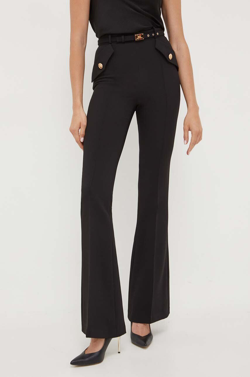 Elisabetta Franchi pantaloni femei culoarea negru drept high waist - Pled.ro