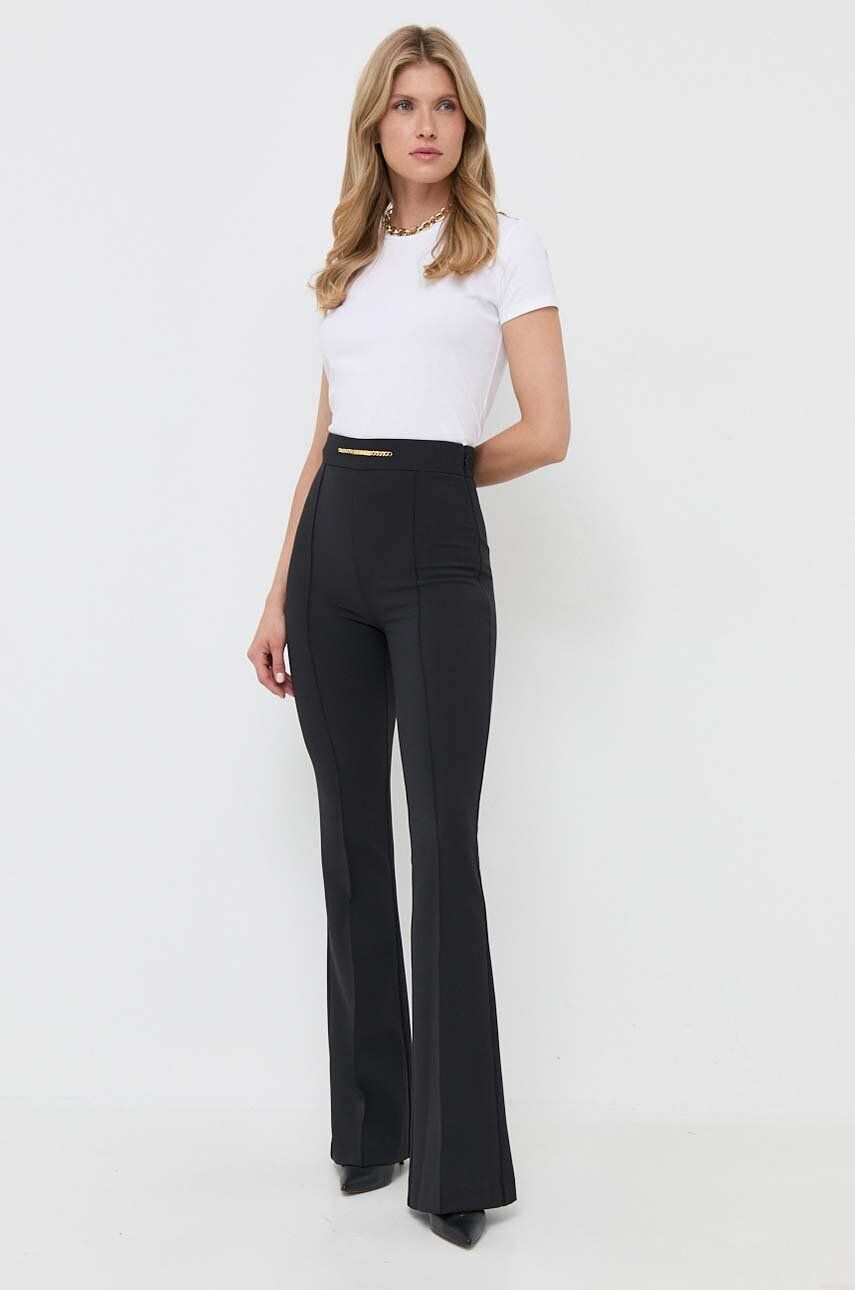 Elisabetta Franchi pantaloni femei culoarea negru evazati high waist - Pled.ro