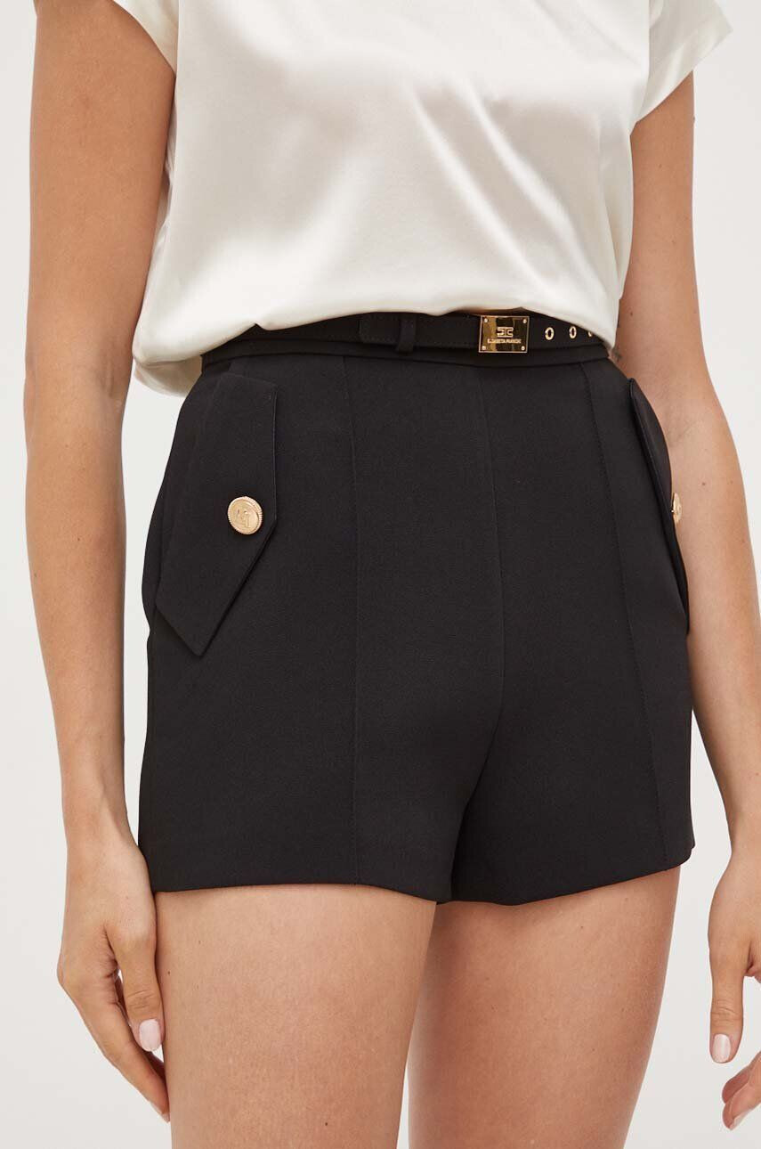 Elisabetta Franchi pantaloni scurti femei culoarea negru modelator high waist - Pled.ro