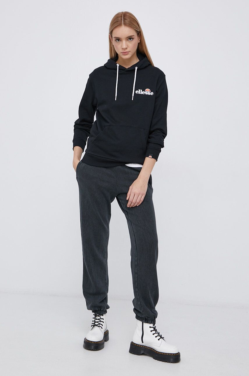 Ellesse bluză femei culoarea negru cu glugă cu imprimeu SGS08848-011 - Pled.ro