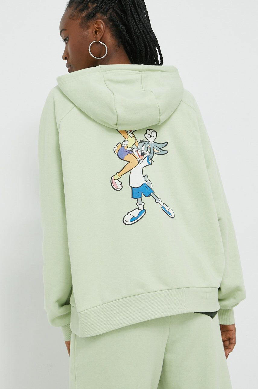 Ellesse bluza X Looney Tunes femei culoarea verde cu imprimeu - Pled.ro