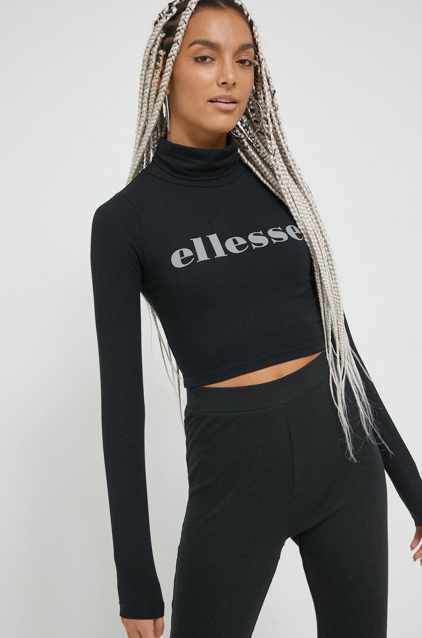 Ellesse longsleeve femei culoarea negru cu guler - Pled.ro