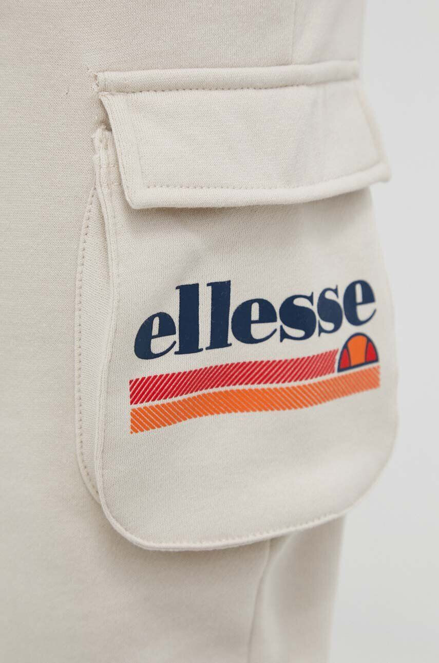 Ellesse pantaloni de trening culoarea bej cu imprimeu - Pled.ro