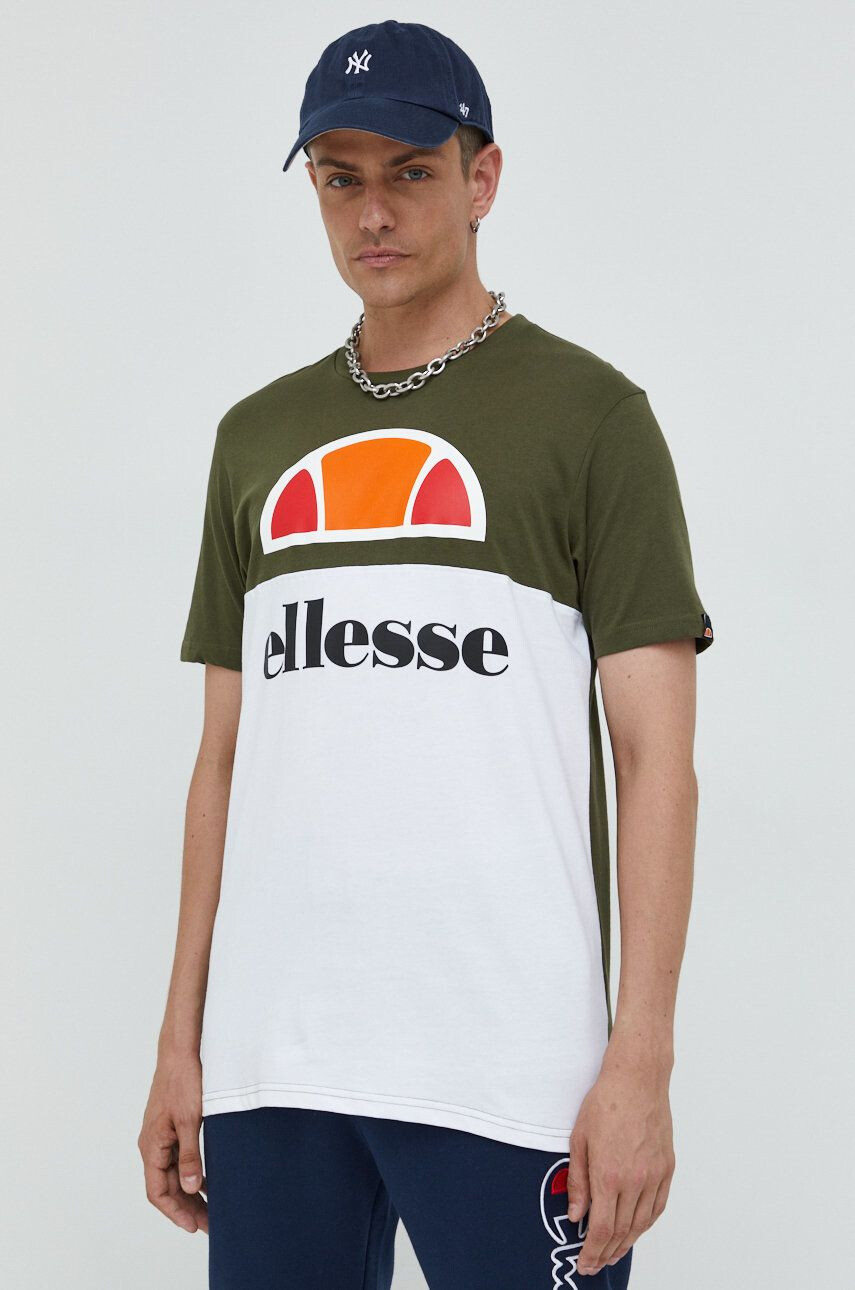 Ellesse tricou din bumbac culoarea verde cu imprimeu - Pled.ro