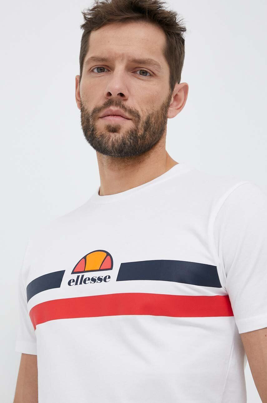 Ellesse tricou din bumbac culoarea alb cu imprimeu - Pled.ro