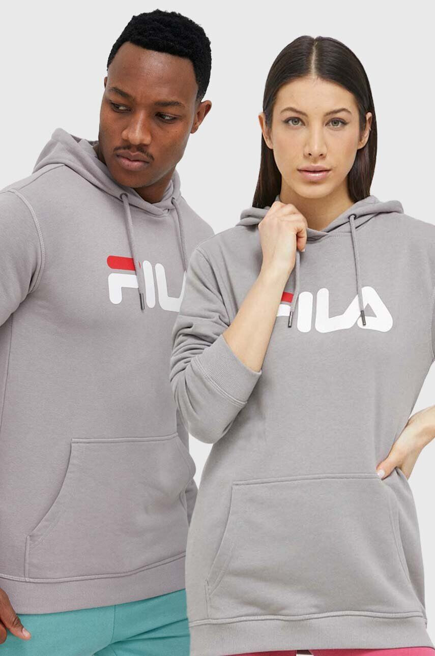 Fila bluza culoarea gri cu glugă cu imprimeu - Pled.ro