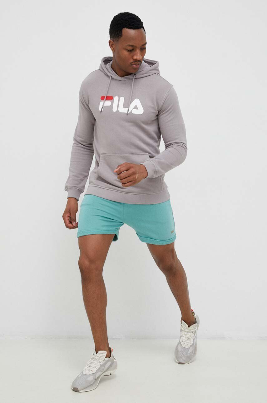 Fila bluza culoarea gri cu glugă cu imprimeu - Pled.ro