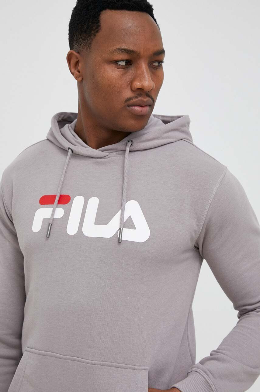 Fila bluza culoarea gri cu glugă cu imprimeu - Pled.ro