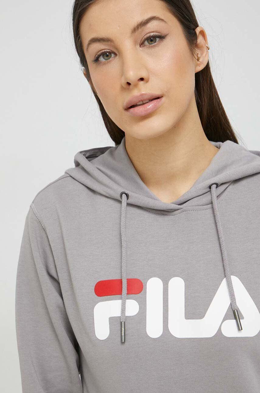 Fila bluza culoarea gri cu glugă cu imprimeu - Pled.ro