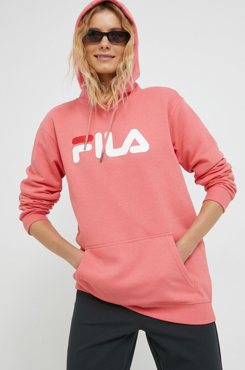 Fila bluza culoarea bej cu glugă cu imprimeu - Pled.ro