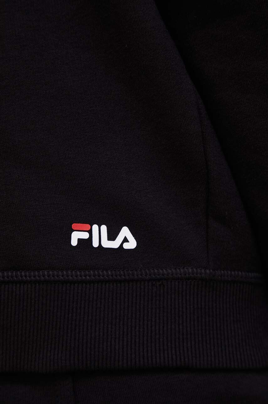 Fila bluza culoarea negru cu glugă cu imprimeu - Pled.ro