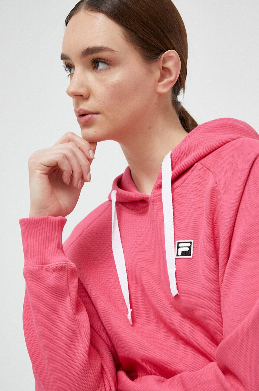 Fila bluza femei culoarea roz cu glugă neted - Pled.ro