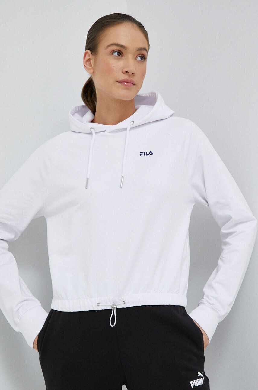 Fila bluza femei culoarea alb cu glugă neted - Pled.ro