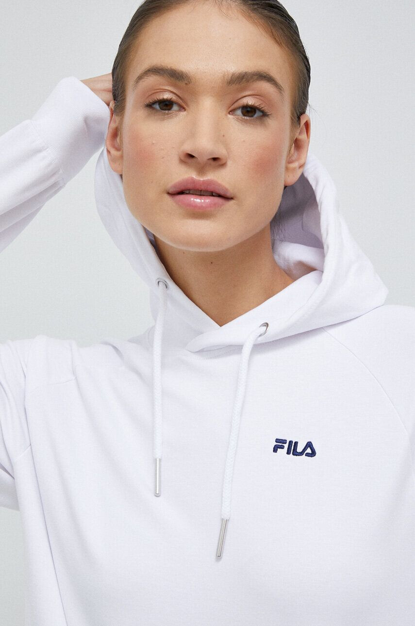 Fila bluza femei culoarea alb cu glugă neted - Pled.ro