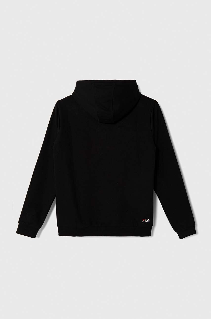 Fila bluza copii culoarea negru cu glugă cu imprimeu - Pled.ro