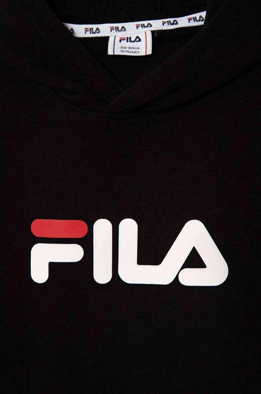 Fila bluza copii culoarea negru cu glugă cu imprimeu - Pled.ro