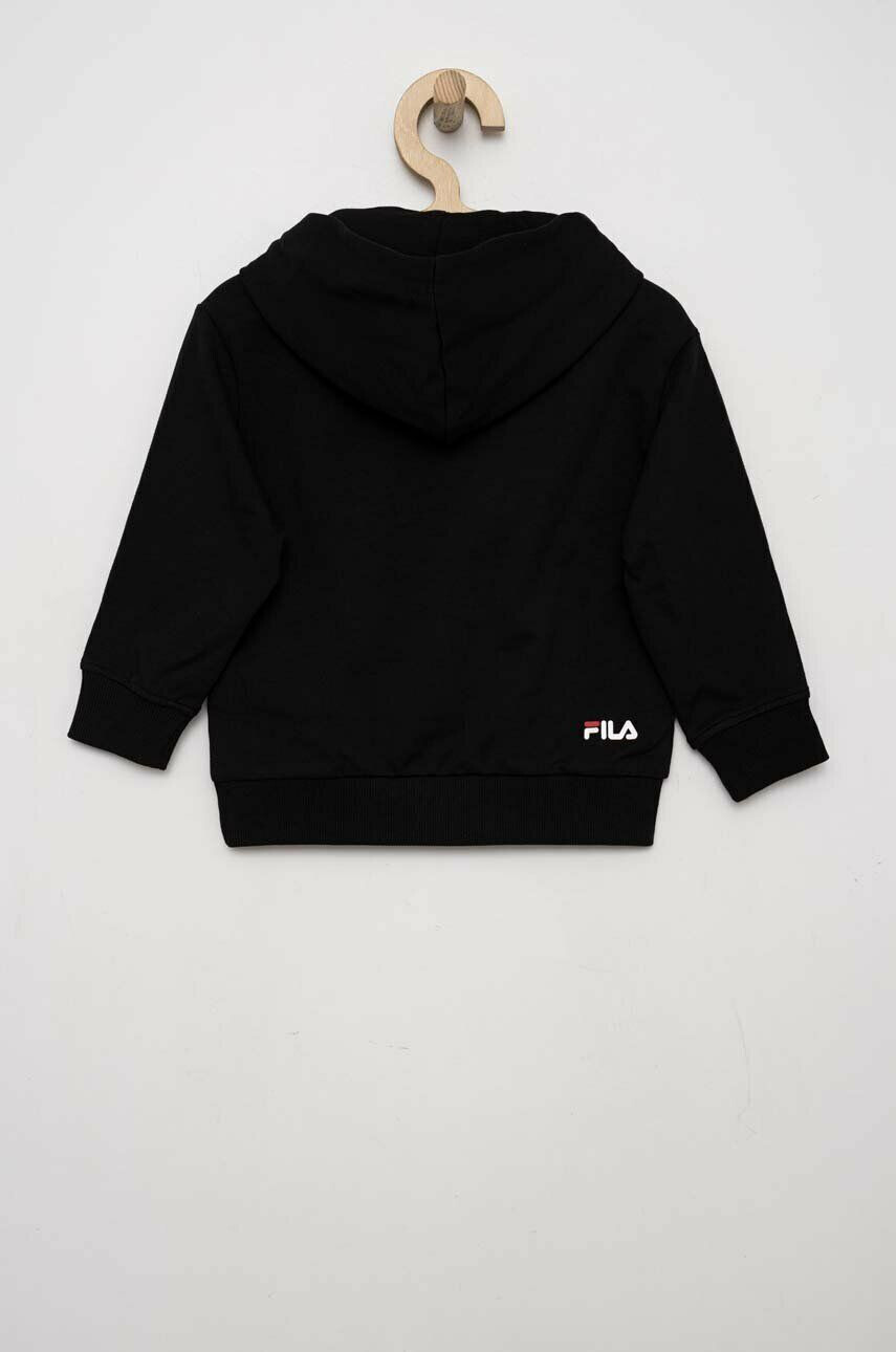 Fila bluza copii culoarea negru cu glugă cu imprimeu - Pled.ro