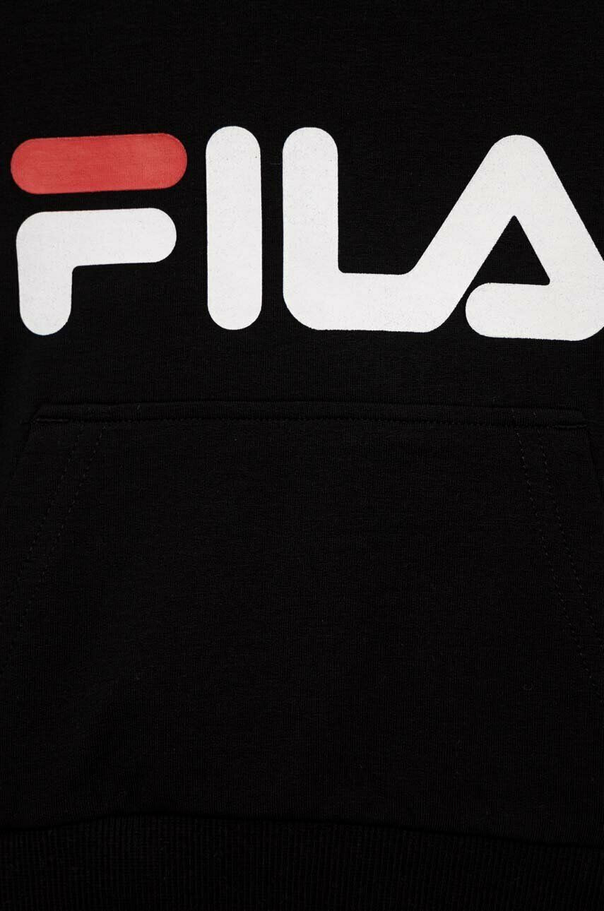 Fila bluza copii culoarea negru cu glugă cu imprimeu - Pled.ro